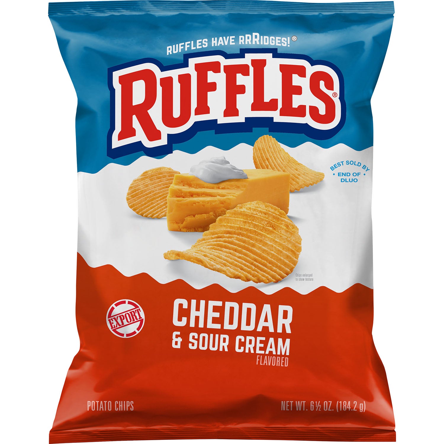 Ruffles Cheddar & Sour Cream Flavored Potato Chips 6.5 OZ (184g) - Exp ...