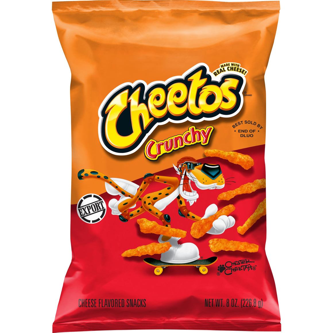 Cheetos Crunchy Cheese Flavored Snacks, Made with Real Cheese, 8 OZ (227g) - Export