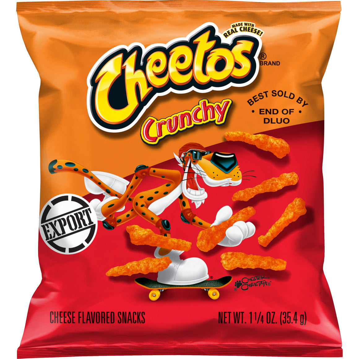 Cheetos Crunchy Cheese Flavored Snacks, Made with Real Cheese, 1.25 OZ (35g) - Export