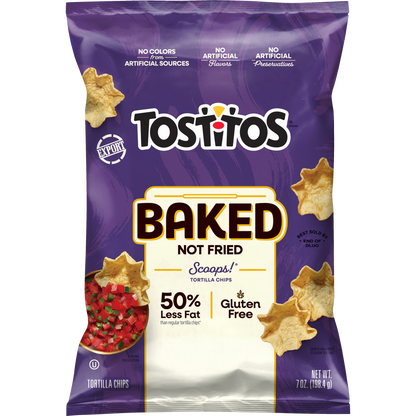 Tostitos Baked Scoops Tortilla Chips, 50% Less Fat 7 OZ (198.4g) - Export