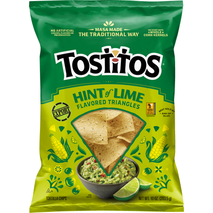 Tostitos Lime Flavored Triangle Style Tortilla Chips 10 OZ (283.5g) - Export