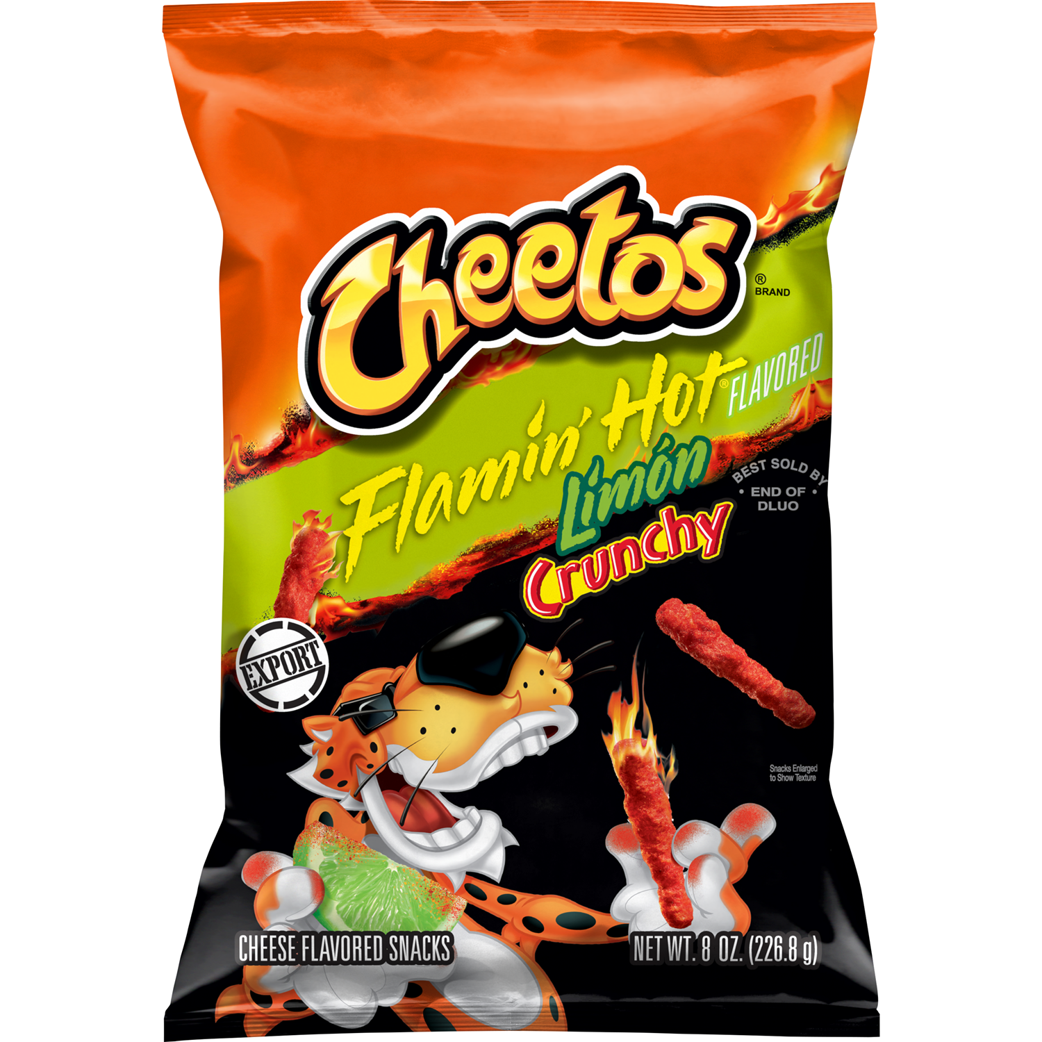 Cheetos Crunchy Flaming Hot Limon Flavored Snack, Made with Real Chees ...