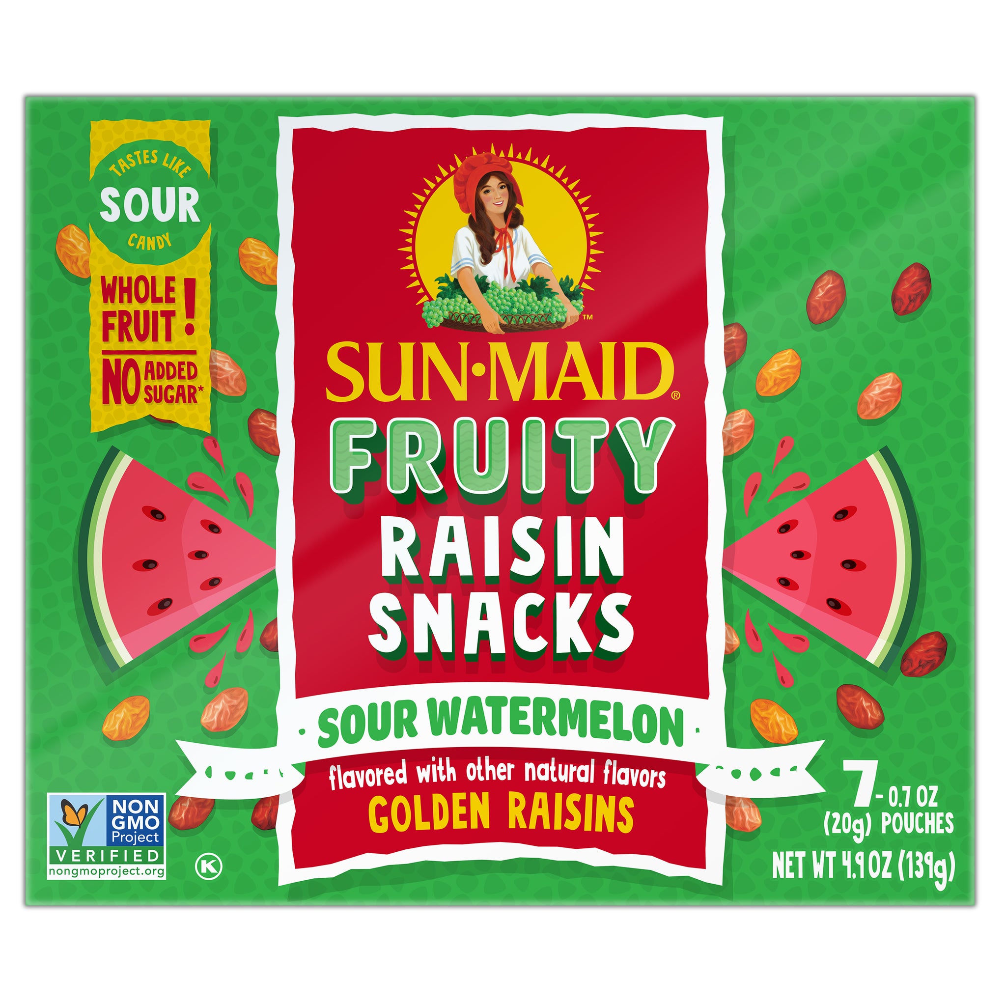 Sun-Maid Fruity Raisin Snacks Sour Watermelon Golden Raisins 7 Pouches ...