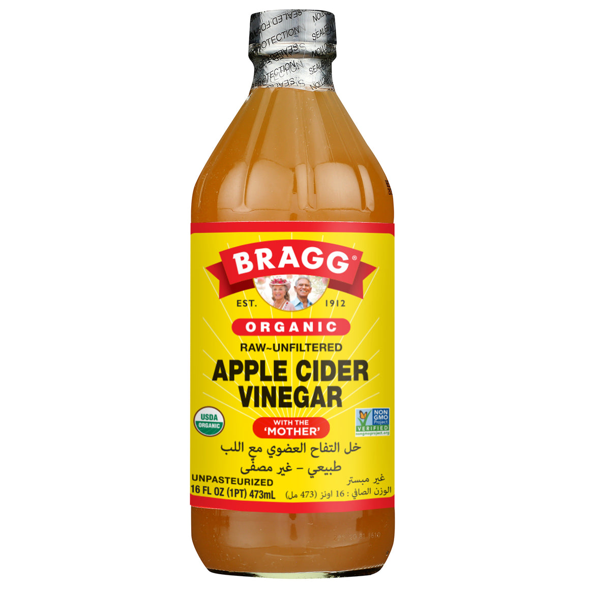 Bragg Organic Apple Cider Vinegar, Raw & Unfiltered, Unpasteurized, Non GMO, 473ml