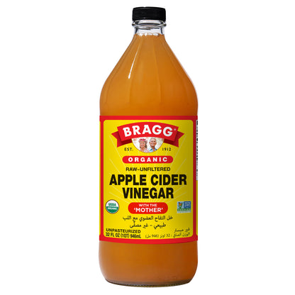 Bragg Unpasteurized Organic Apple Cider Vinegar, Raw & Unfiltered,Non GMO, 946ml