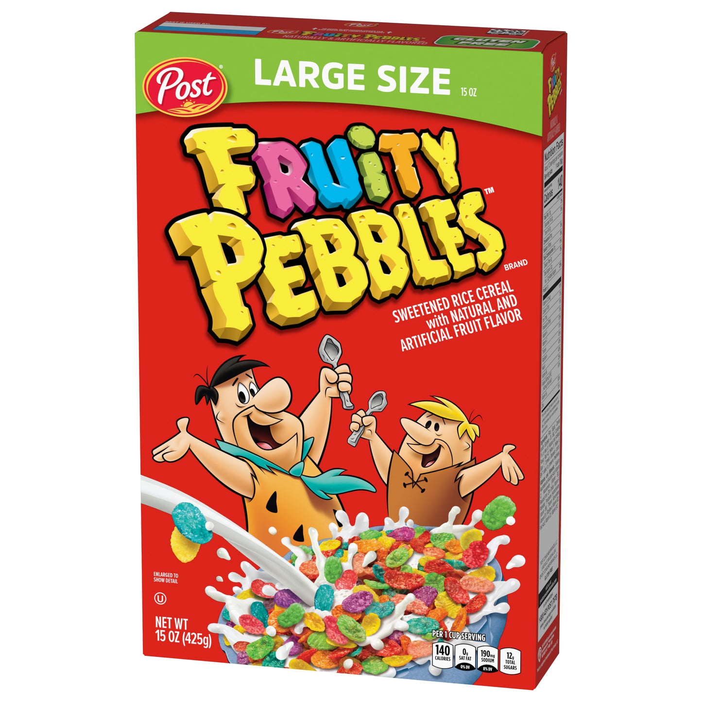 Post Fruity Pebbles Sweetened Rice Breakfast Cereal Gluten Free 425gm