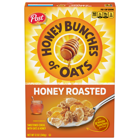 Post Honey Bunches of Oats Honey Roasted, Low Fat,with Whole Grain Cereal 340gm