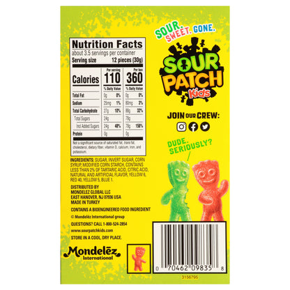 Sour Patch Kids Soft & Chewy Candy Theatre Box 3.5 Oz