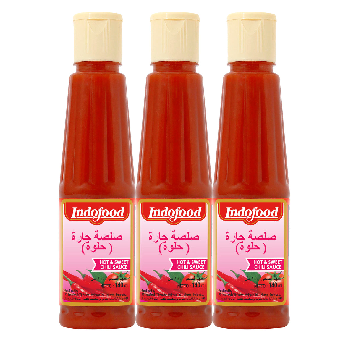 Indofood Hot & Sweet Chili Sauce 140ml (Pack of 3)