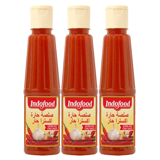 Indofood Extra Hot Chili Sauce 140ml (Pack of 3)