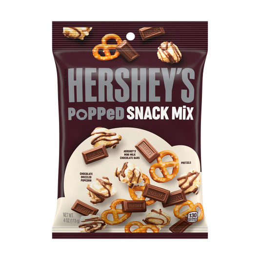 Hershey's Milk Chocolate, Popcorn and Pretzel Popped Snack Mix Bag 113gm