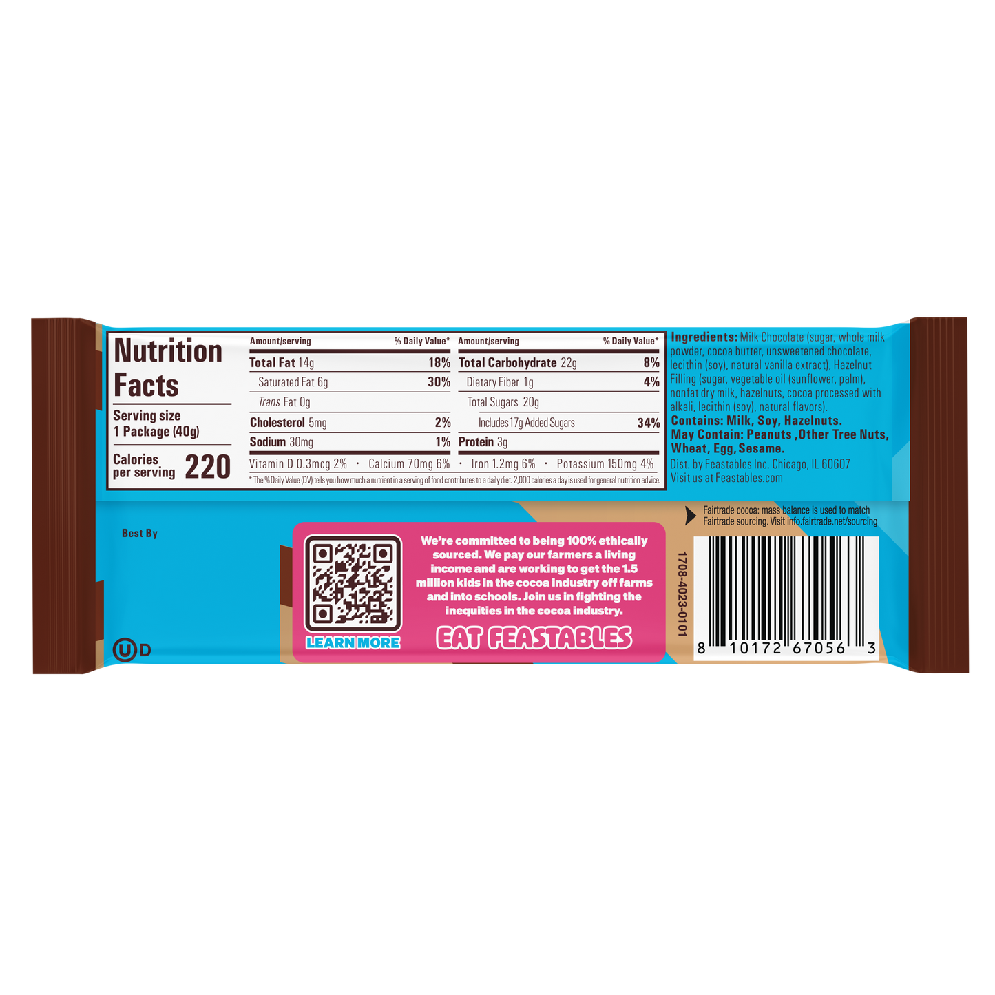 Mr Beast Feastables Hazelnut Cups 40gm, Made with Grass-Fed Milk Chocolate and Organic Cocoa