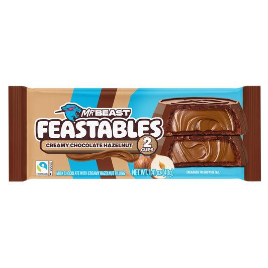 Mr Beast Feastables Hazelnut Cups 40gm, Made with Grass-Fed Milk Chocolate and Organic Cocoa