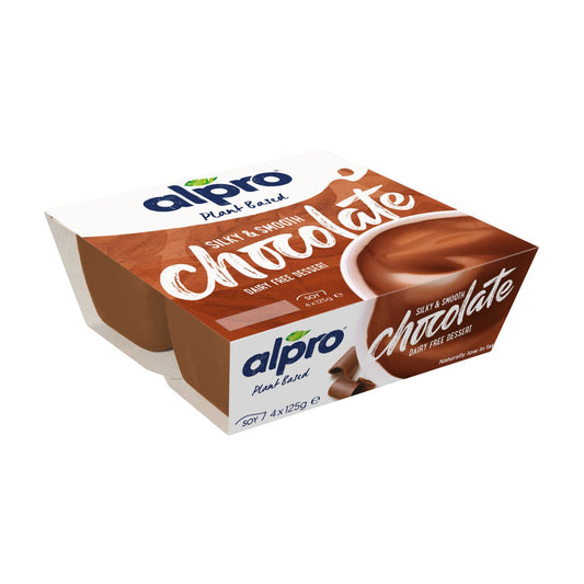 Alpro Soya Dessert Chocolate 4 x 125g, 100% Plant Based And Dairy Free, Suitable For Vegans