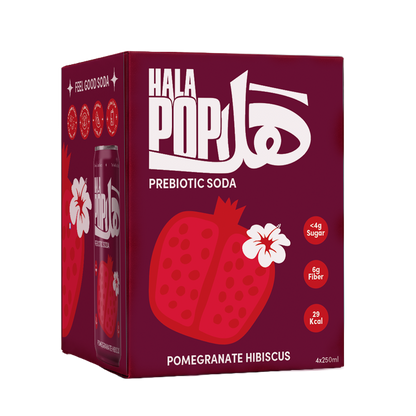 HALAPOP Probiotic Soda Pomegranate Hibiscus Pack of 4 - (250mlx4)