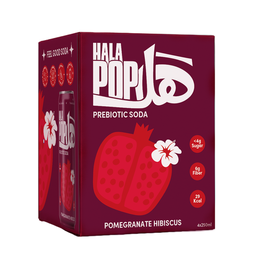 HALAPOP Probiotic Soda Pomegranate Hibiscus Pack of 4 - (250mlx4)