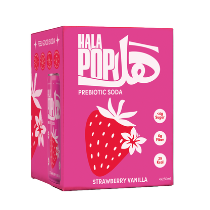 HALAPOP Probiotic Soda Strawberry Vanilla Pack of 4 - (250mlx4)