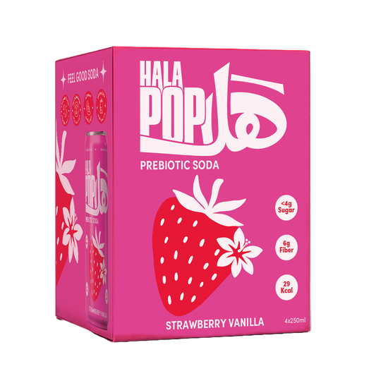 HALAPOP Probiotic Soda Strawberry Vanilla Pack of 4 - (250mlx4)