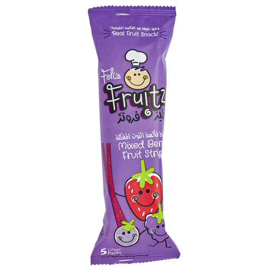 Feli's Fruitz Mixed Berry Fruit Strips - Real Fruit Snack - Vegan- Gluten Free 80gm (5x16gm)