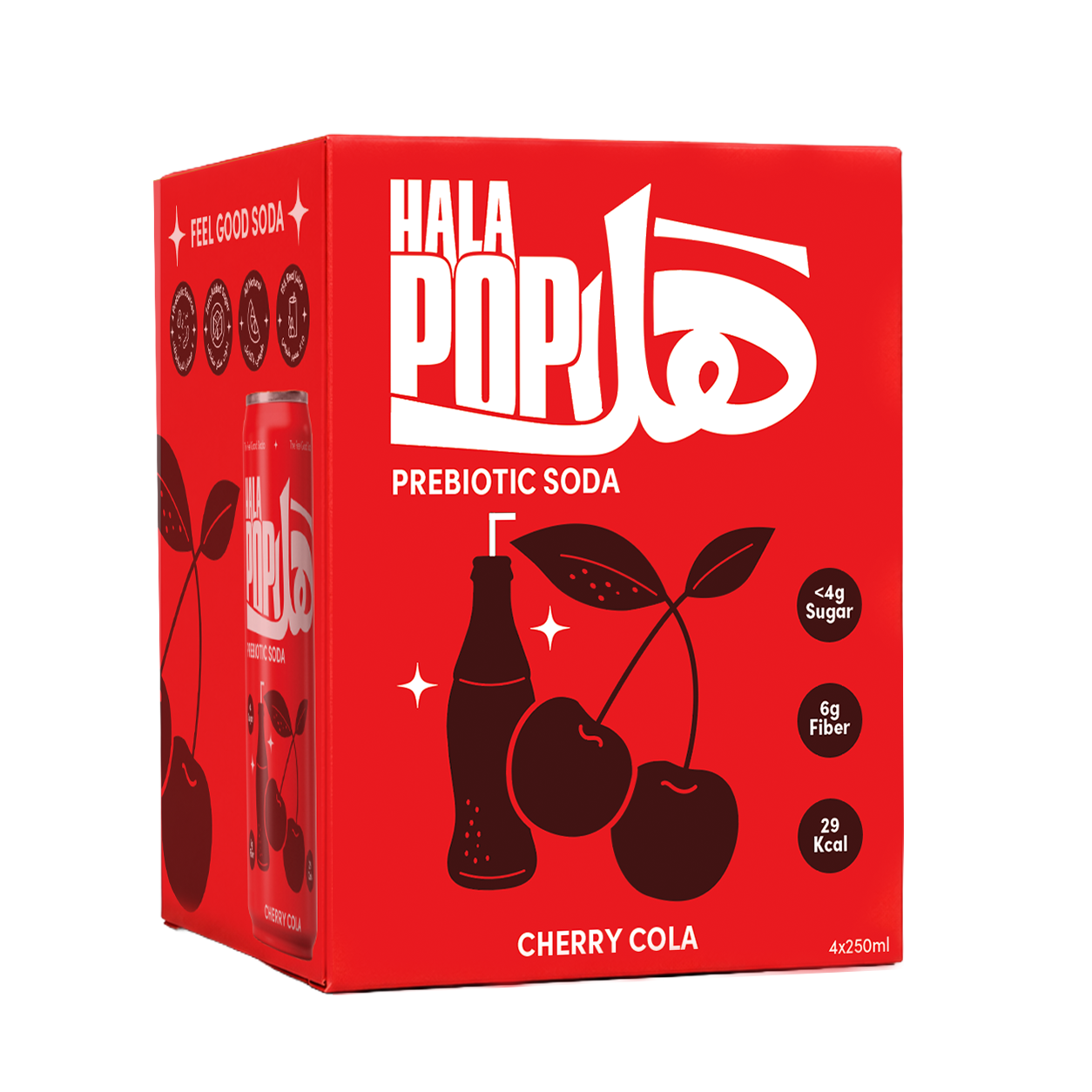HALAPOP Probiotic Soda Cherry Cola Pack of 4 - (250mlx4)