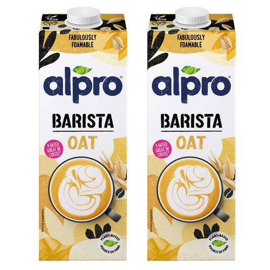 Alpro Barista Oat Drink 1L, New Recipe,Voted Best in Coffee(Dual Pack 1Lx 2), 100% Plant Based And Dairy Free, Suitable For Vegans, Naturally Free From Lactose, Rich In Nutrients