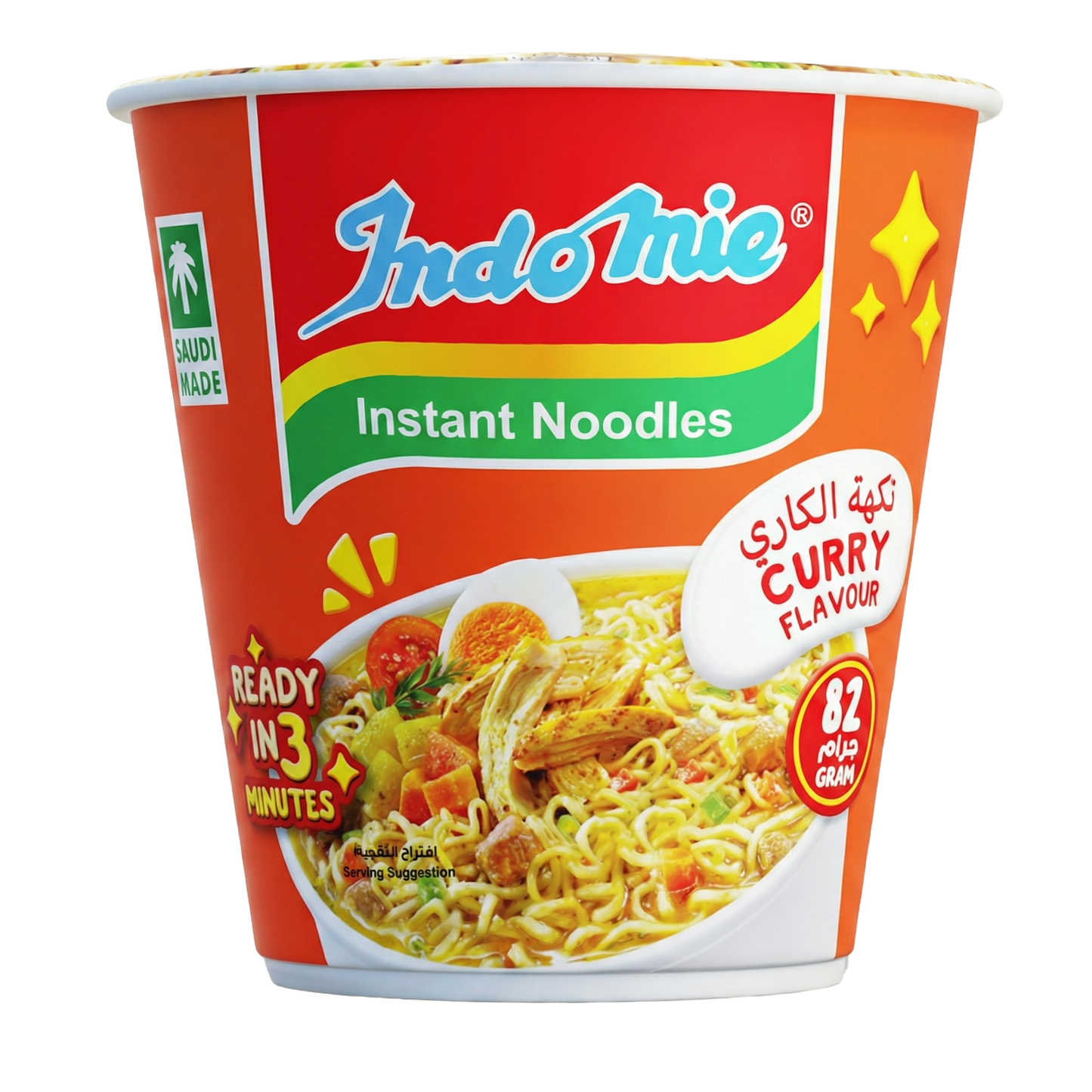 Indomie Instant Noodles, Jumbo Cup Gout Curry Flavour with Seasoning Powder and Sauce  -82g