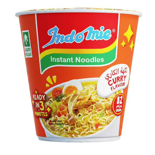 Indomie Instant Noodles, Jumbo Cup Gout Curry Flavour with Seasoning Powder and Sauce  -82g
