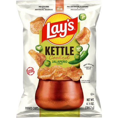 Lay's Kettle Cooked Jalapeno Flavored Potato Chips 6.5 OZ (184g) - Export
