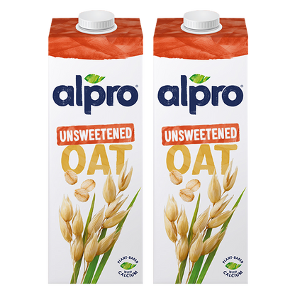 Alpro Drink Oat No Sugars/ Unsweetened Dual Pack (1l x 2), 100% Plant Based And Dairy Free, Suitable For Vegans, Naturally Free From Lactose, Rich In Nutrients