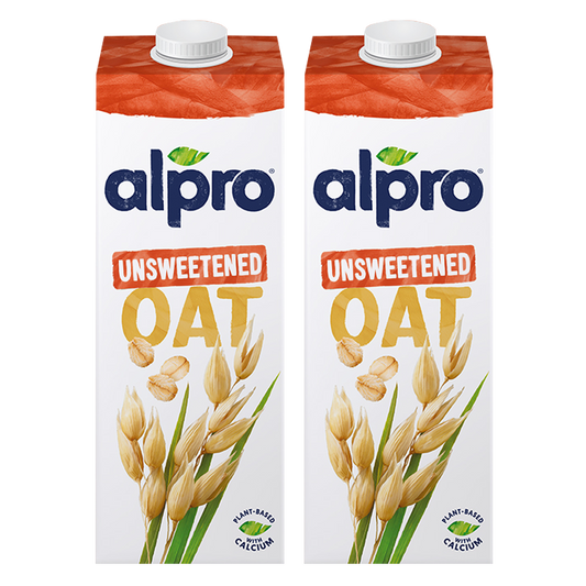 Alpro Drink Oat No Sugars/ Unsweetened Dual Pack (1l x 2), 100% Plant Based And Dairy Free, Suitable For Vegans, Naturally Free From Lactose, Rich In Nutrients