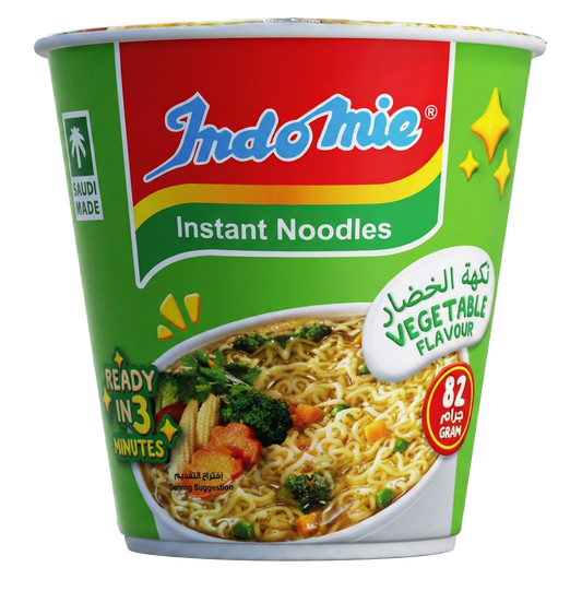 Indomie Instant Noodles, Jumbo Cup Vegetable Flavour with Seasoning Powder and Sauce- 82g