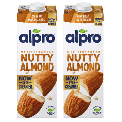 Alpro Almond  Drink, Dual Pack (1l x 2) 100% Plant Based And Dairy Free, Suitable For Vegans, Naturally Free From Lactose, Rich In Nutrients