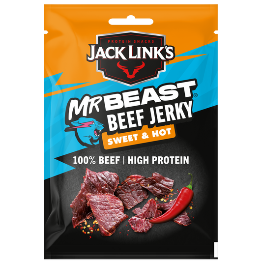 Jack Link’s, Mr.Beast Beef Jerky Sweet & Hot - High Protein Meat Snack - Dried Halal Beef- 1X40Gr