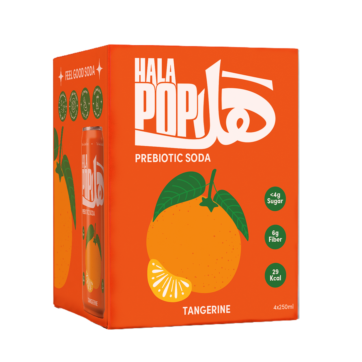 HALAPOP Probiotic Soda Tangerine Pack of 4 - (250mlx4)