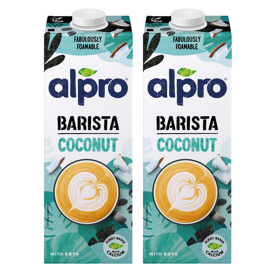 Alpro Barista Coconut Drink, (Dual Pack 1Lx 2), Totally Plant Based, Dairy & Vegan, Naturally Free From Lactose, Fabulously Foamable Addition To Your Coffee