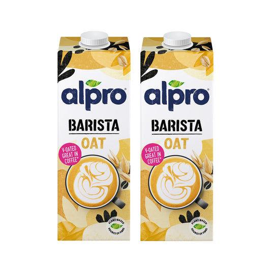 Alpro Barista Oat Drink 1L, New Recipe,Voted Best in Coffee(Dual Pack 1Lx 2), 100% Plant Based And Dairy Free, Suitable For Vegans, Naturally Free From Lactose, Rich In Nutrients
