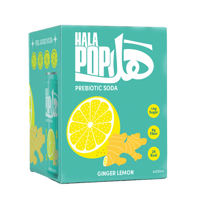 HALAPOP Probiotic Soda Ginger Lemon Pack of 4 - (250mlx4)