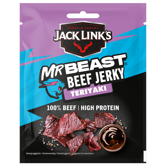 Jack Link’s, Mr.Beast Beef Jerky Teriyaki - High Protein Meat Snack - Dried Halal Beef- 1X40Gr
