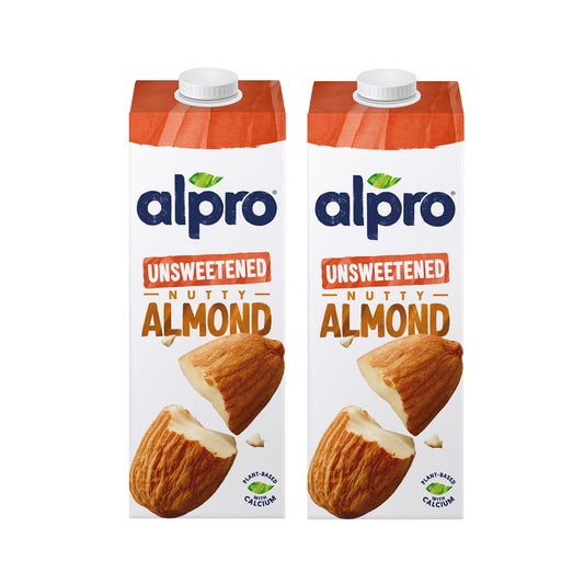 Alpro Drink Almond Unsweetened Dual Pack (1l x 2), 100% Plant Based And Dairy Free, Suitable For Vegans, Naturally Free From Lactose, Rich In Nutrients