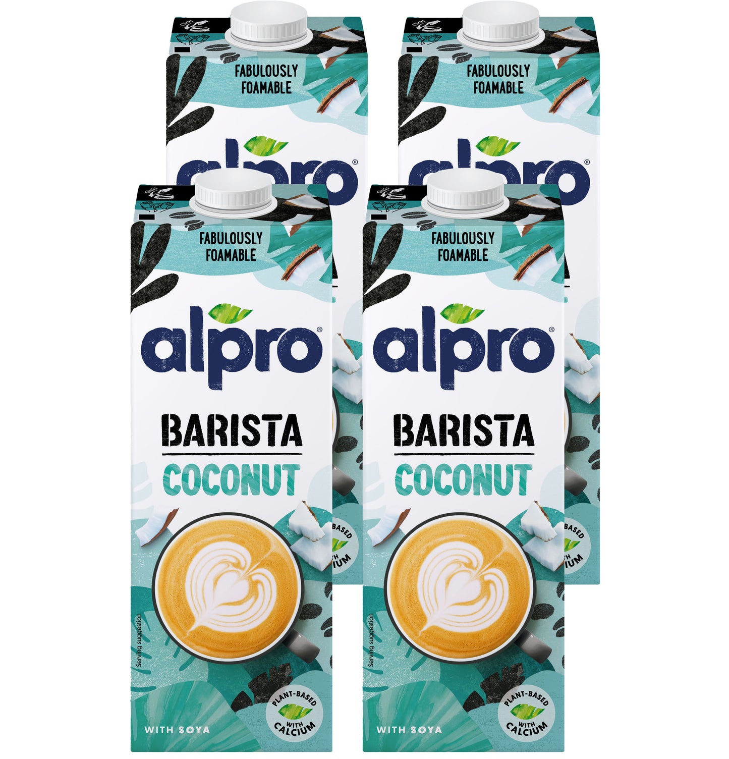 Alpro Barista Coconut Drink 1L,(Pack of 4) 100% Totally Plant Based, Dairy & Vegan, Naturally Free From Lactose, Fabulously Foamable Addition To Your Coffee
