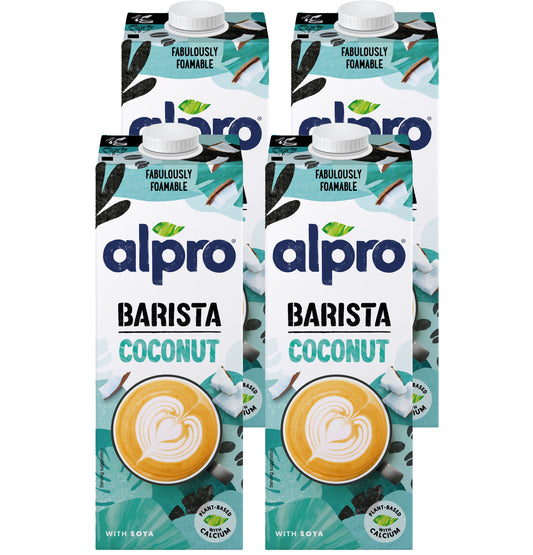 Alpro Barista Coconut Drink 1L,(Pack of 4) 100% Totally Plant Based, Dairy & Vegan, Naturally Free From Lactose, Fabulously Foamable Addition To Your Coffee