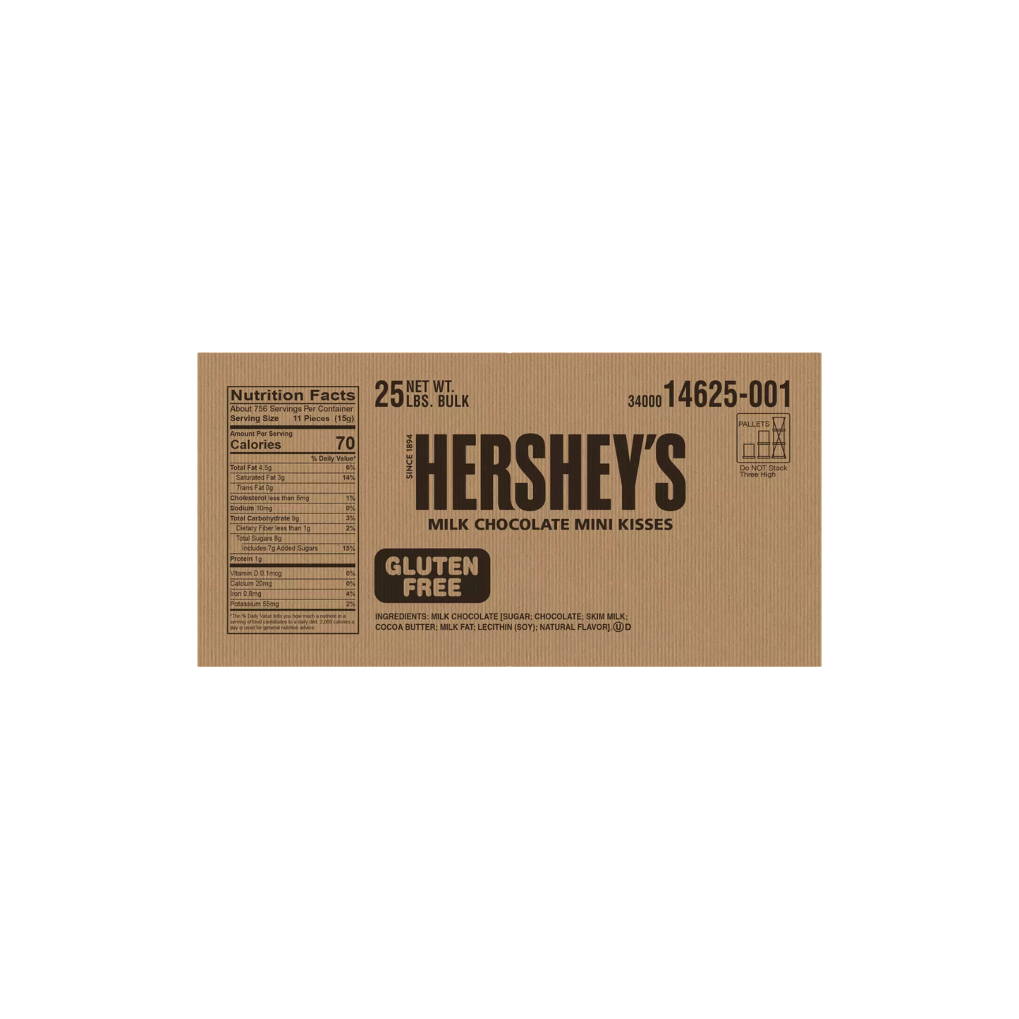 Hershey's Mini Kisses Milk Chocolate Baking Chips 25 LBS Box