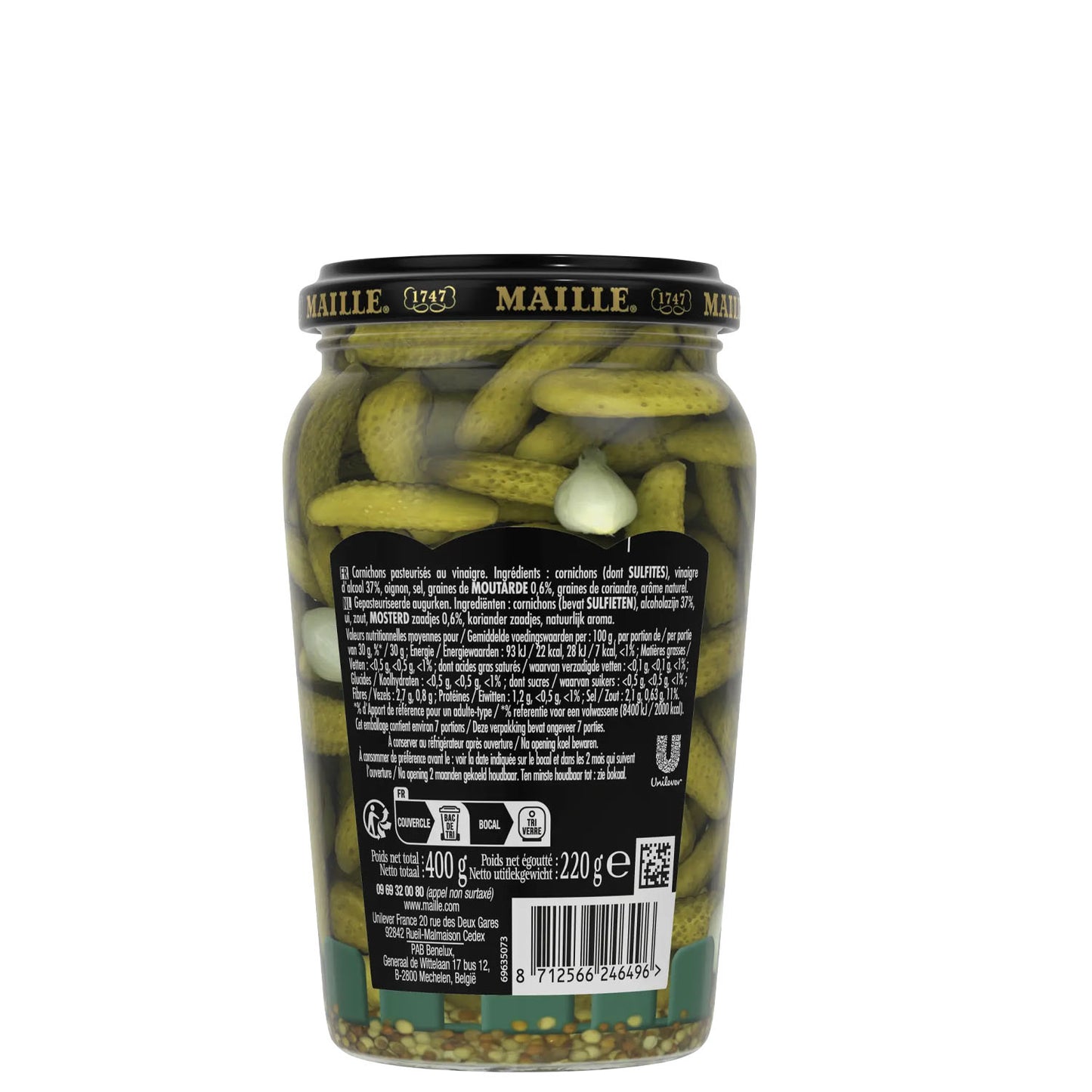 Maille Cornichons Crunchy Extra Fins - Pickles 220gm