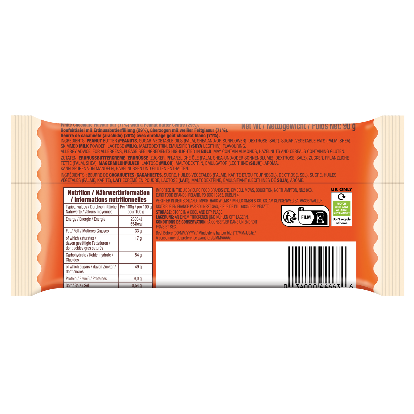 Reeses White Chocolate Block 90g