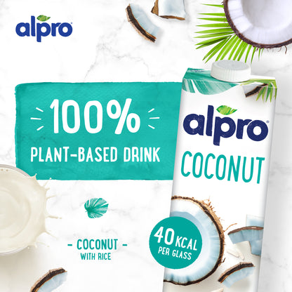 Alpro Drink Coconut Original Dual Pack (1l x 2), 100% Plant Based And Dairy Free, Suitable For Vegans, Naturally Free From Lactose, Rich In Nutrients