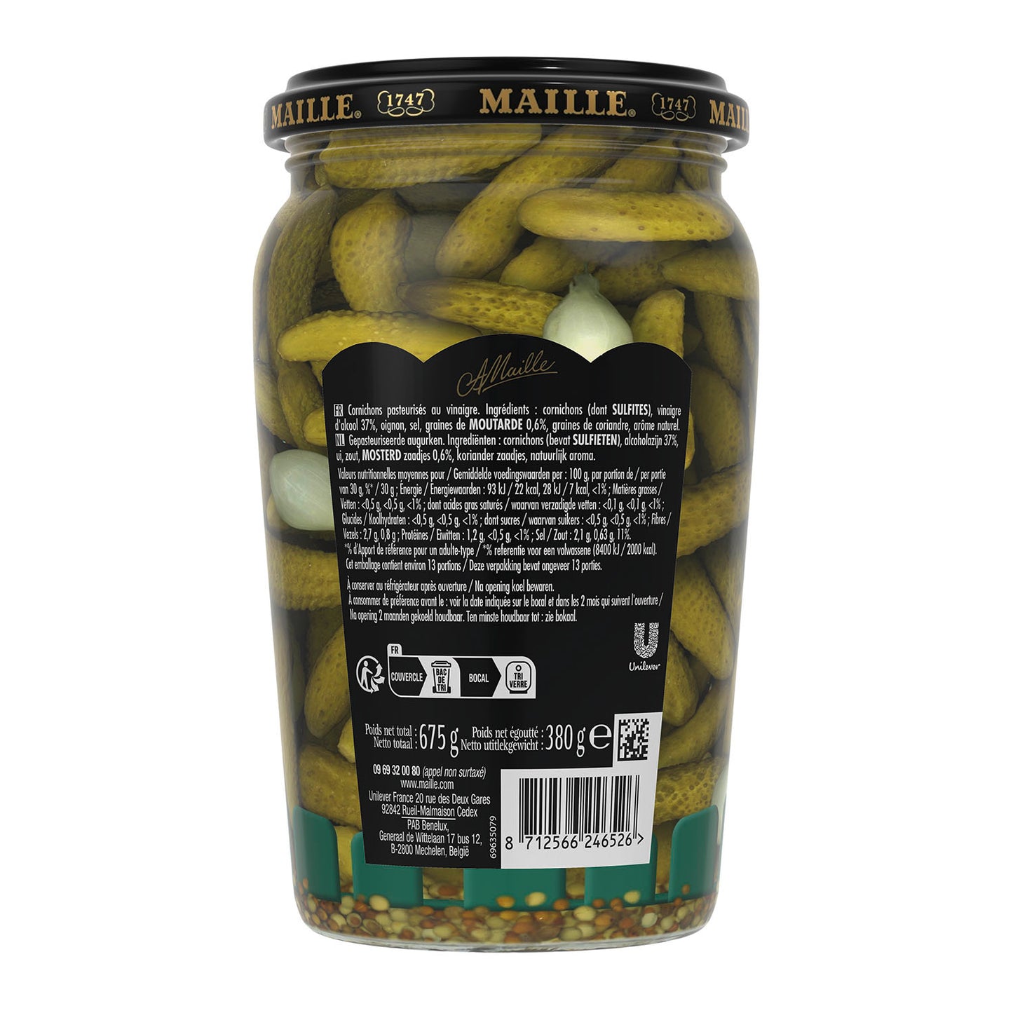 Maille Cornichons Crunchy Extra Fins - Pickles 380gm