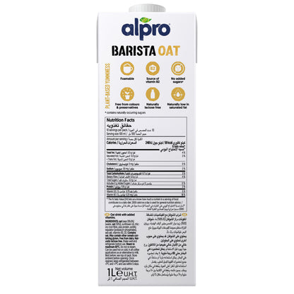Alpro Barista Oat Drink 1L, New Recipe,Voted Best in Coffee, 100% Plant Based And Dairy Free, Suitable For Vegans, Naturally Free From Lactose, Rich In Nutrients