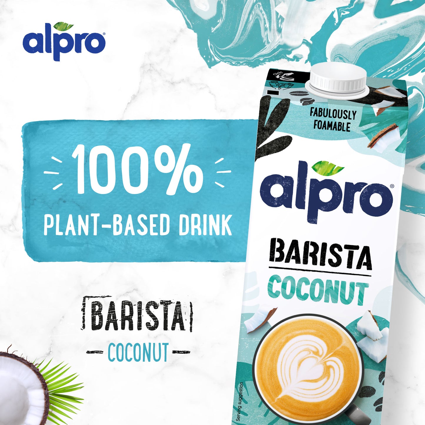 Alpro Barista Coconut Drink, (Dual Pack 1Lx 2), Totally Plant Based, Dairy & Vegan, Naturally Free From Lactose, Fabulously Foamable Addition To Your Coffee