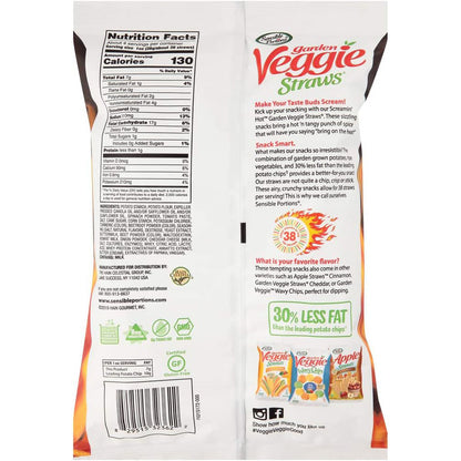 Sensible Portions Garden Veggie Straws Screamin Hot 120g, Non GMO, Gluten Free