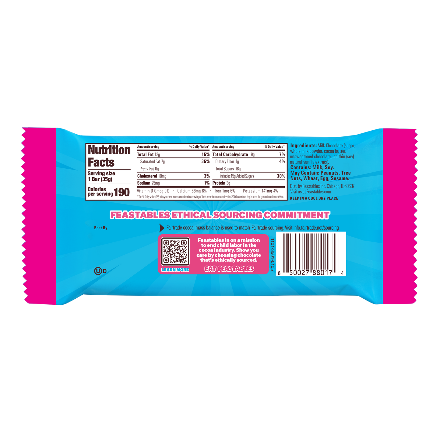 Mr Beast Feastables Milk Chocolate Bar 35gm, Made with Grass-Fed Milk Chocolate and Organic Cocoa